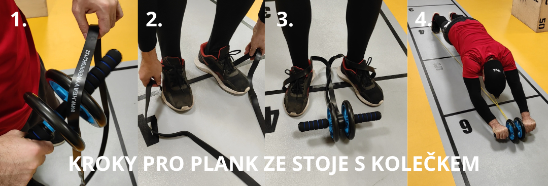 kroky pro plank ze stoje s kolečkem Heavy Weight